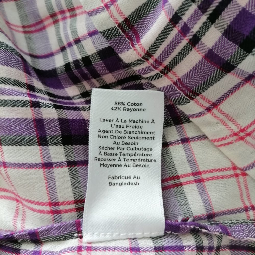 Talbots Womens Multicolor Plaid Flap Pockets Long Sleeve Button Up Shirt Size XL - Picture 7 of 7